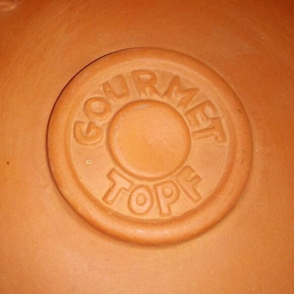 Vintage Gourmet Topf 1980 Terracotta Lidded Pot / Casserole - Vegetable Print - Picture 5 of 8